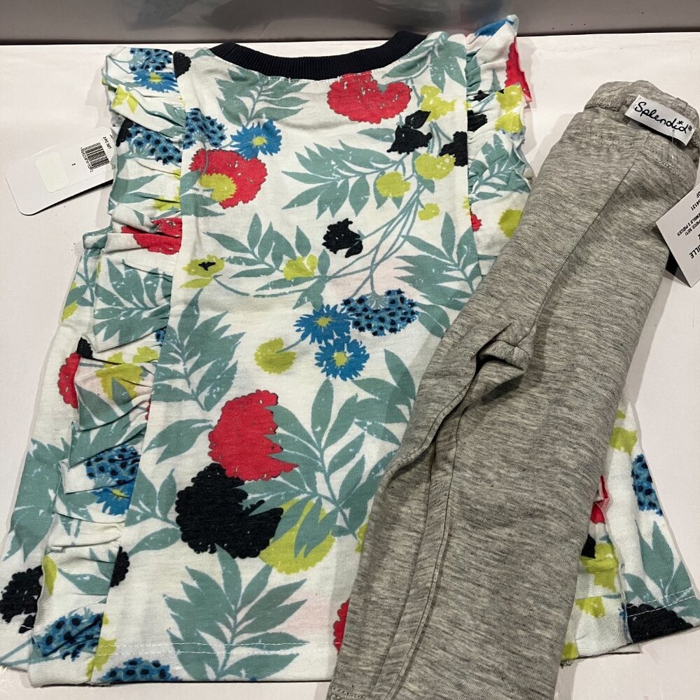 Adorable Matching Splendid Girls Kids Set Top + Bottom Jade Floral New